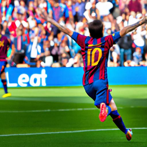 Hình ảnh Lionel Messi ăn mừng sau khi ghi bàn từ sút phạt