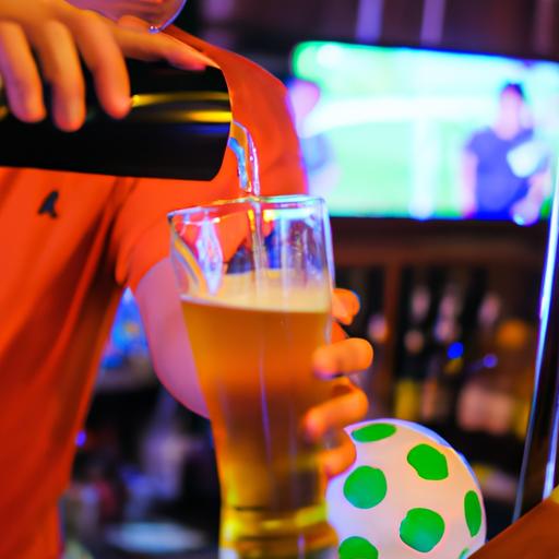 Bartender rót bia cho khách hàng xem trận bóng đá tại quán bar ở TP.HCM