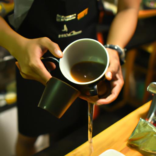 Barista chuẩn bị một tách cà phê tại quán cafe bóng đá Hà Nội