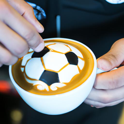 Barista làm latte art với hình ảnh bóng đá