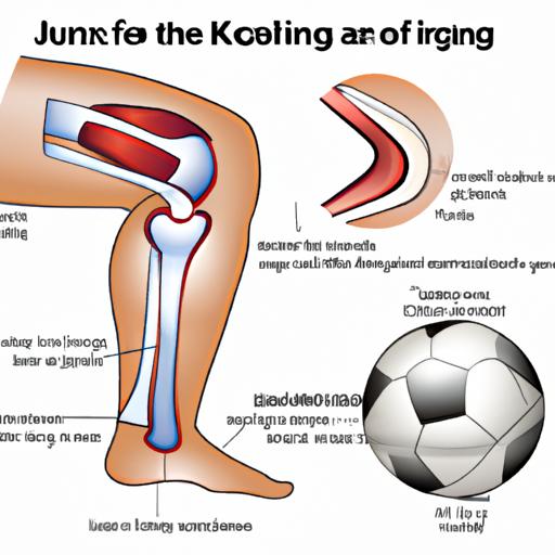 Chấn thương đầu gối khi đá bóng: Bức tranh minh họa trình bày các bộ phận của đầu gối và cách chúng có thể bị ảnh hưởng bởi chấn thương khi chơi bóng đá.