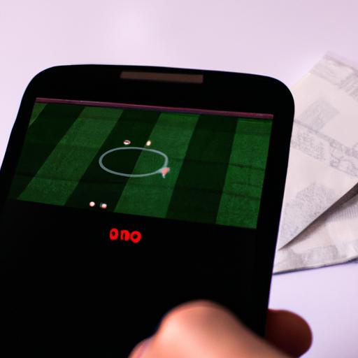 Một người đặt cược bí mật trên trận đấu bóng đá bằng điện thoại di động