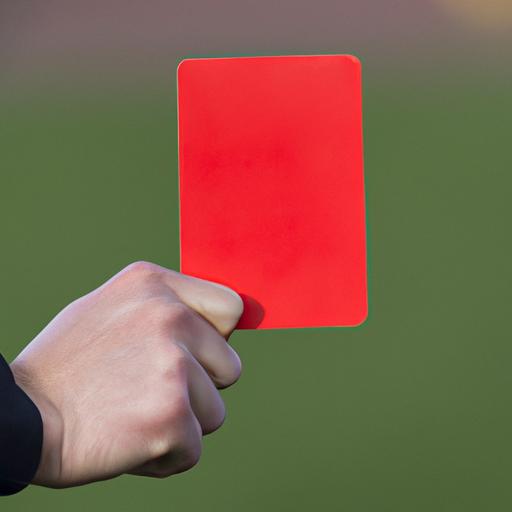 Gần cận một tay cầm thẻ đỏ trong trận đấu bóng đá