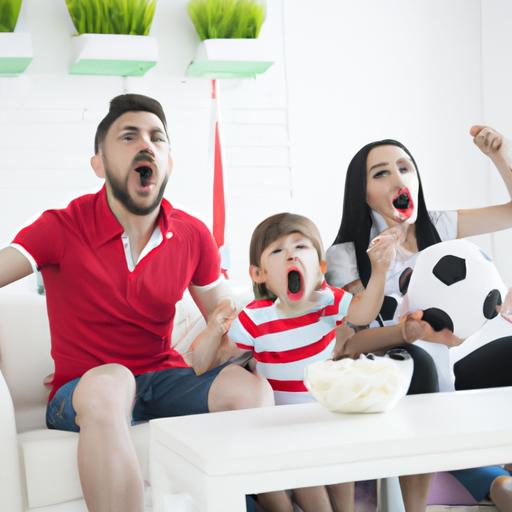 Cả gia đình cùng xem bóng đá trên TV